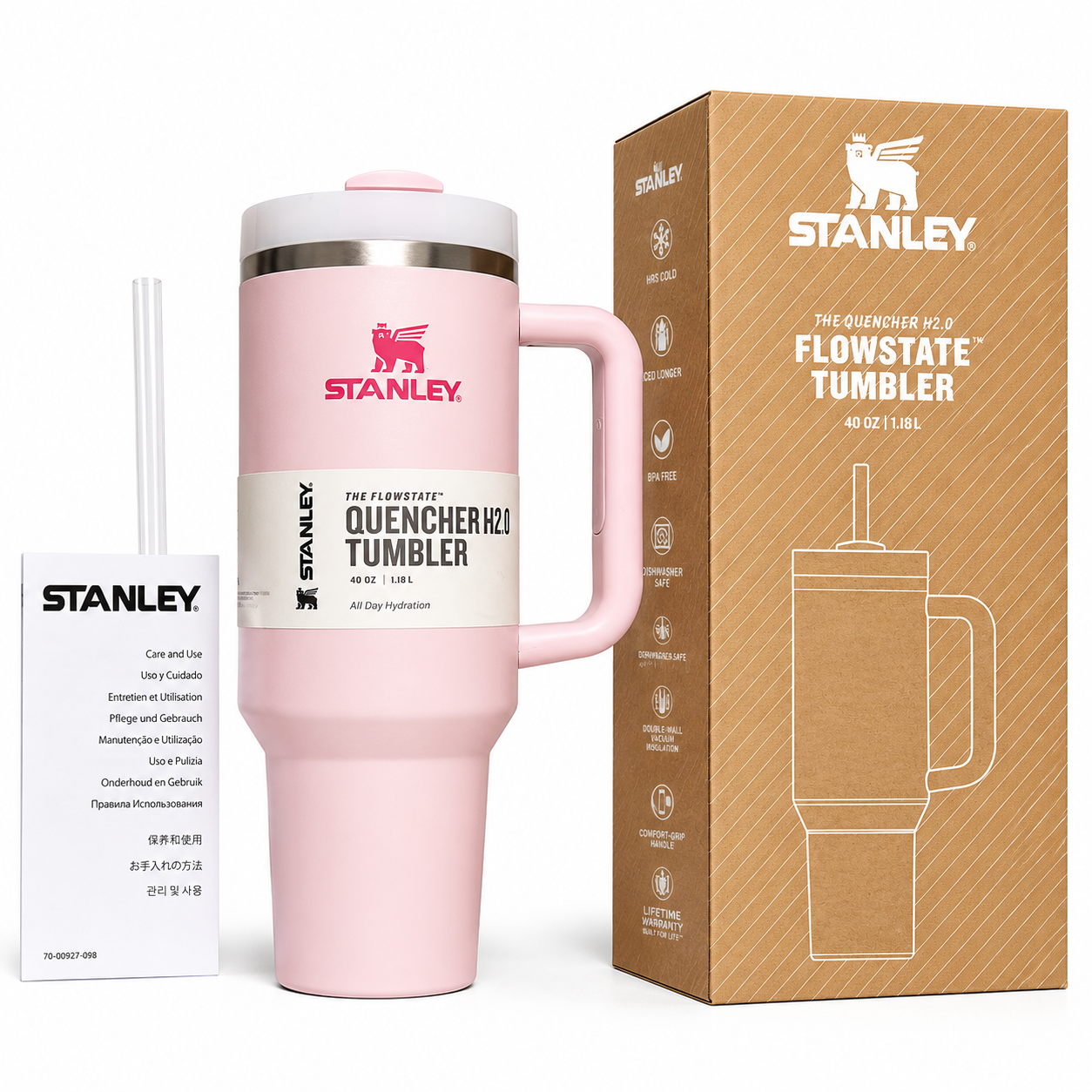 Stanley Quencher H2.0 FlowState Tumbler 40oz 1200ML Pink